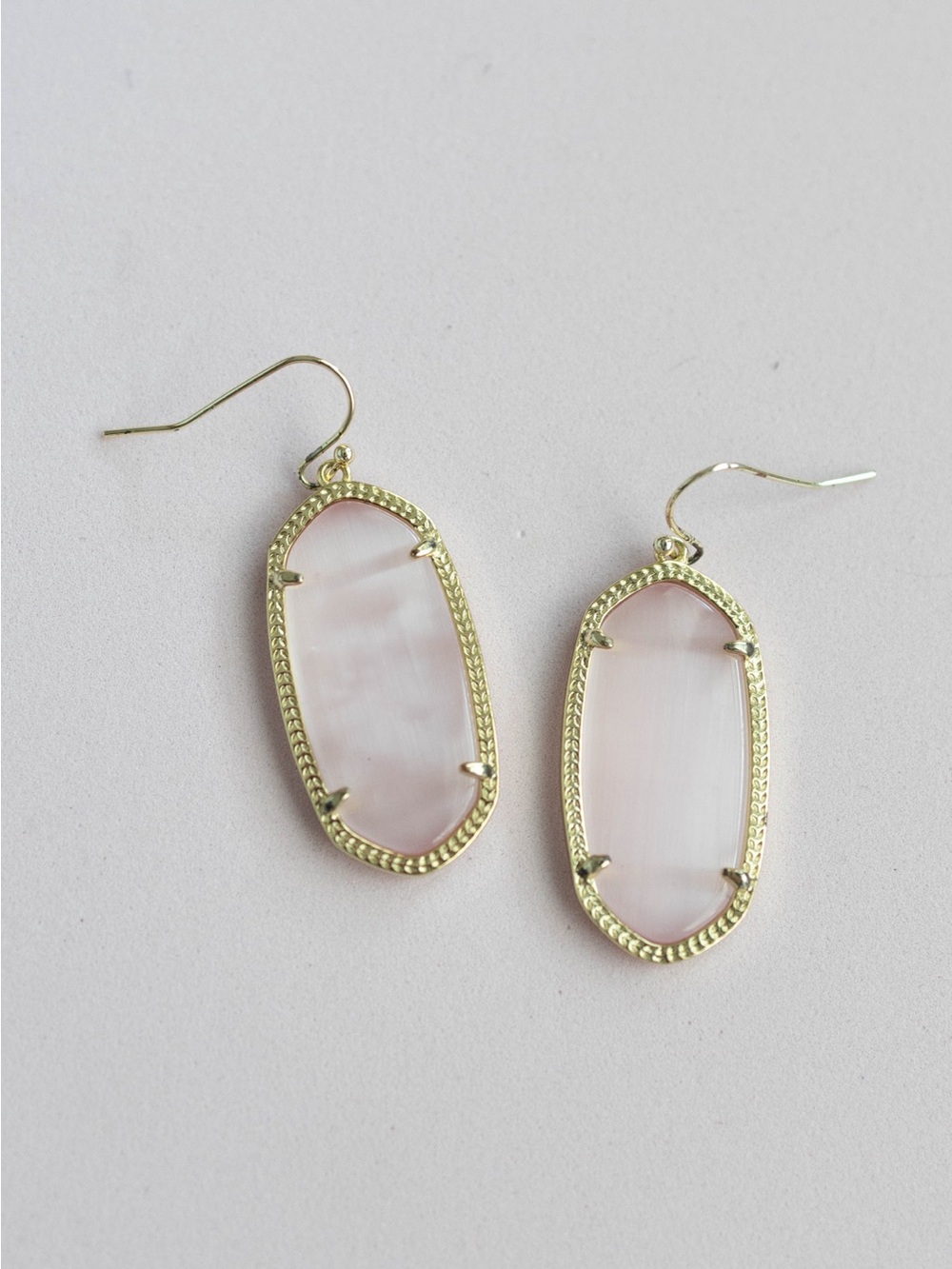 Kendra Scott Gold-Trim Blush Pink Oval Drop Earrings
